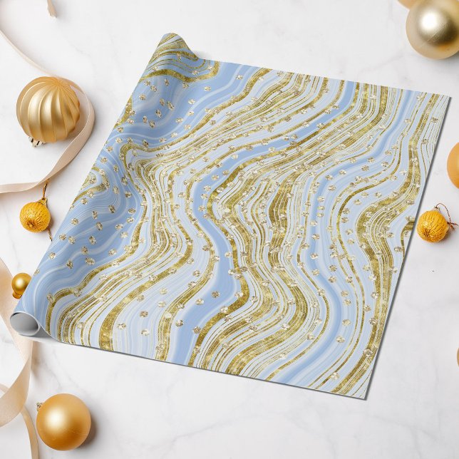 Elegante Light Blue Sparkle Wirbel Glitzer Sequins Geschenkpapier (Von Creator hochgeladen)