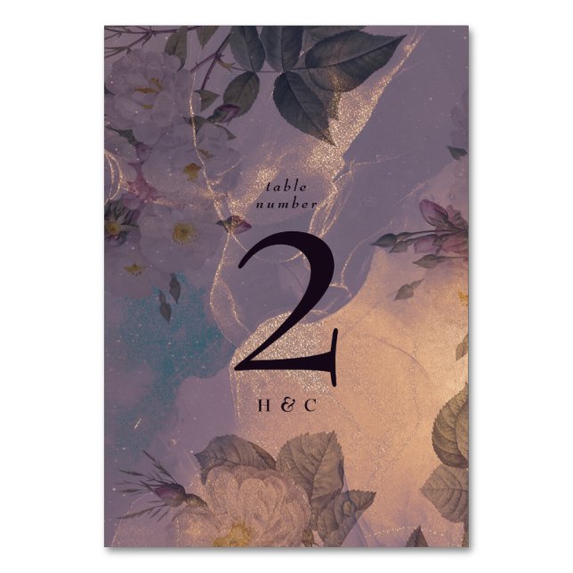 Elegante Light Boho Lila Rose Tischnummer (Vorderseite)