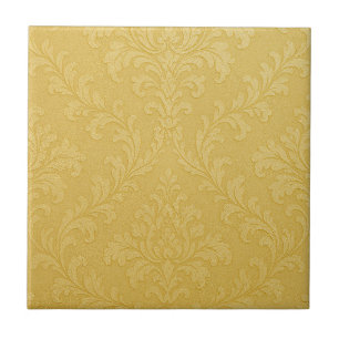 Elegante Light Gold Baroque Damask Fliese
