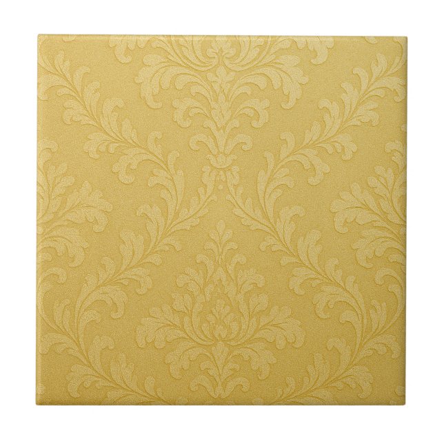 Elegante Light Gold Baroque Damask Fliese (Vorderseite)