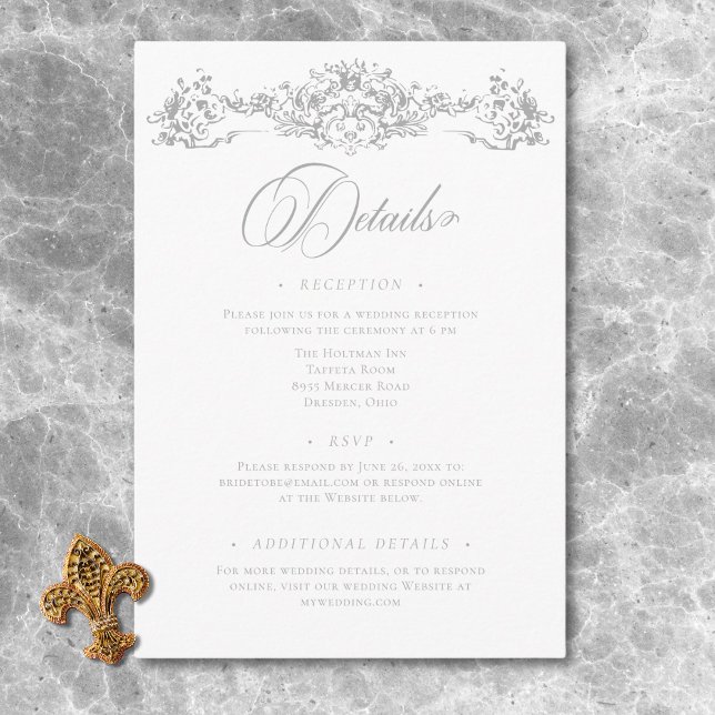 Elegante Light Gray Chinoiserie Cherub Wedding Begleitkarte (Elegant Light Gray Chinoiserie Cherub Wedding Enclosure Card)