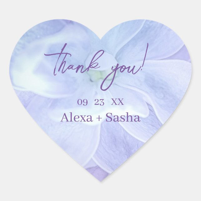 Elegante Light Lila Lilac Blume Hochzeit Herz-Aufkleber (Vorderseite)