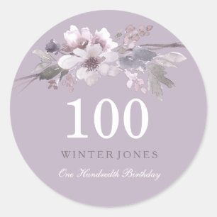 Elegante Lila 100. Geburtstagsparty Runder Aufkleber