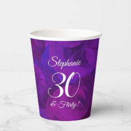 Elegante Lila 30 & Kokette Geburtstagsparty Pappbecher