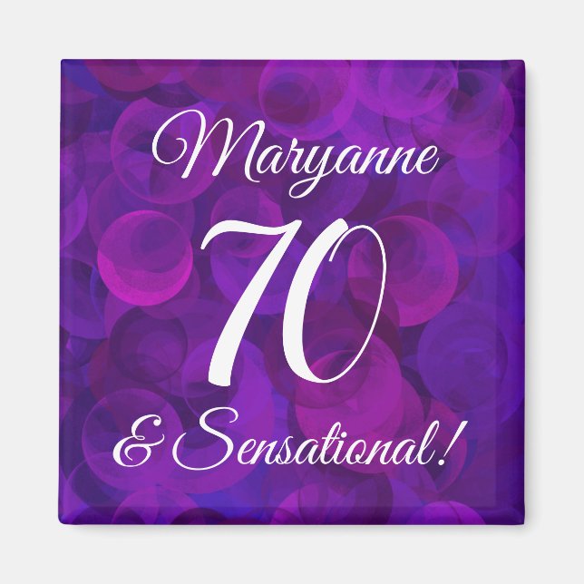 Elegante Lila 70 & sensationelle Geburtstagsparty Magnet (Vorne)