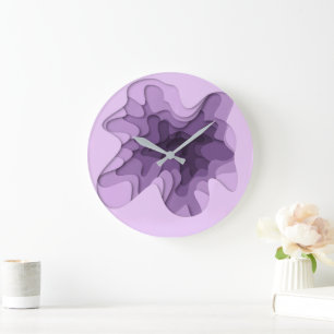 Elegante lila abstrakte Linien Große Wanduhr