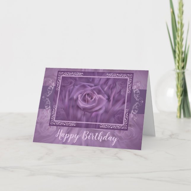 Elegante Lila Abstrakte Rose Karte (Vorderseite)