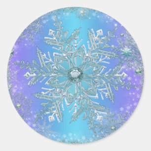 Elegante Lila Aquamarine Blue Snowflake Sticker