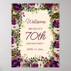 Elegante lila Aquarell-Blumen zum 70. Geburtstag Poster