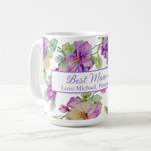 Elegante lila Aquarellbahn Best Mama Ever Kaffeetasse
