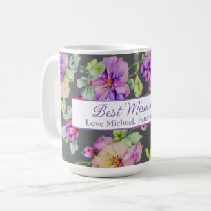 Elegante lila Aquarellbahn Best Mama Ever Kaffeetasse