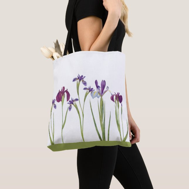 Elegante Lila Aquarellfarben Iris Blume Botanisch (Von Nahem)