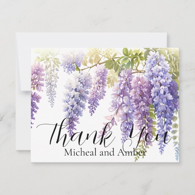Elegante lila Aquarellweide Dankeskarte (Vorderseite)