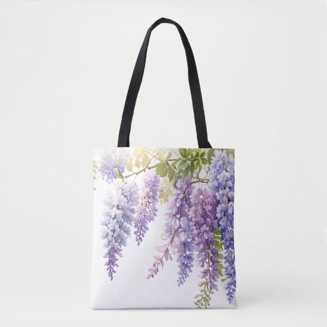 Elegante lila Aquarellwisteria blühend (Vorderseite)