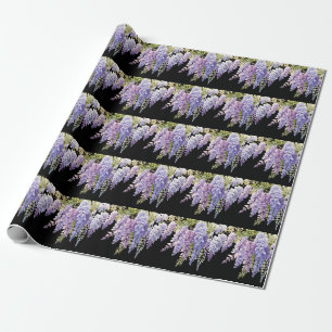 Elegante lila Aquarellwisteria blühend Geschenkpapier