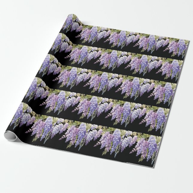 Elegante lila Aquarellwisteria blühend Geschenkpapier (Ungerollt)