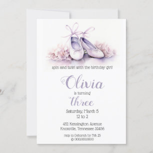 Elegante Lila Ballettschuhe Ballerina Geburtstag Einladung