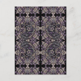 Elegante Lila Black Batik Raven Tessellation Tile Postkarte