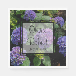 Elegante lila blaue magenta Blumen Hydrangeen Serviette