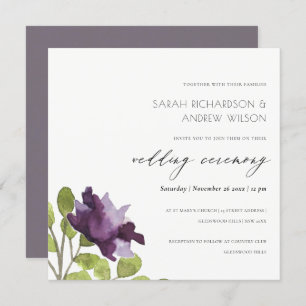 ELEGANTE LILA BLAUE WATERCOLOR FLUSSBREITE EINLADUNG