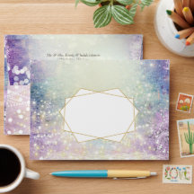 Elegante Lila Blue Gold Geometric Wedding