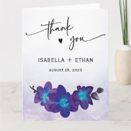 Elegante Lila Blue Orchid Wedding Vielen Dank Dankeskarte