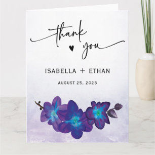 Elegante Lila Blue Orchid Wedding Vielen Dank Dankeskarte