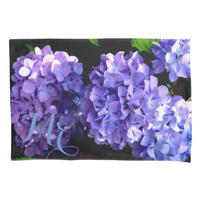 Elegante lila, blühende lila Hydrangeas Kissenbezug (Vorderseite)