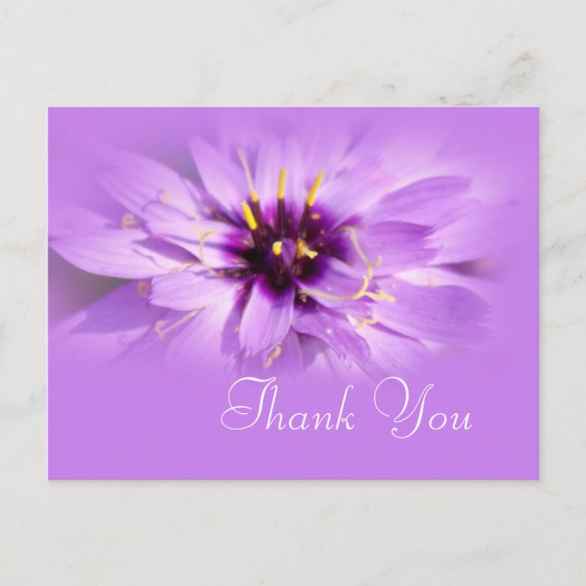 Elegante lila Blume bedankt sich bei Postcard. Postkarte (Vorderseite)