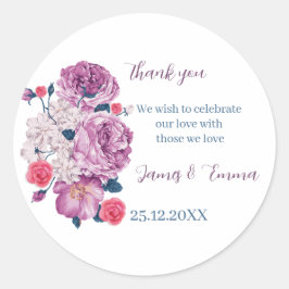Elegante Lila Blume Custom Wedding Runder Aufkleber