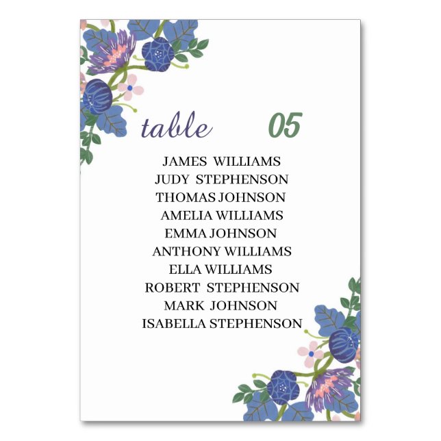 Elegante Lila Blume Custom Wedding Tischnummer (Vorderseite)