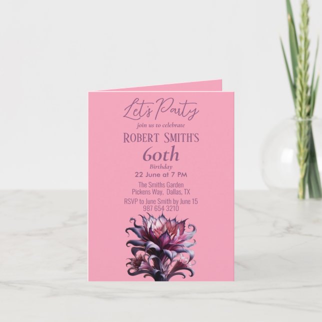 Elegante Lila Blume Geburtstagsparty Einladung (Vorderseite)