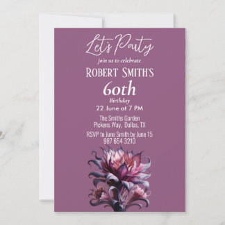 Elegante Lila Blume Geburtstagsparty Einladung