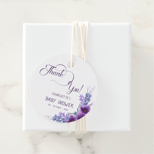 Elegante Lila Blume Kinderdusche Geschenkanhänger (Beispiel)