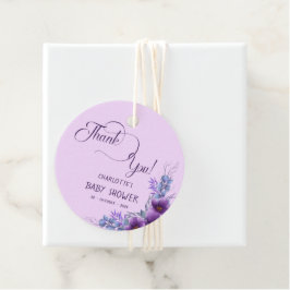 Elegante Lila Blume Kinderdusche Geschenkanhänger