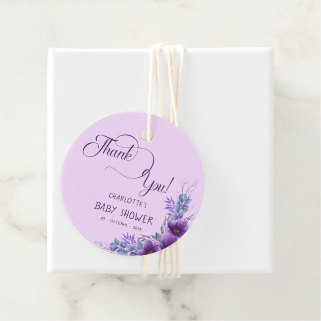 Elegante Lila Blume Kinderdusche Geschenkanhänger (Beispiel)