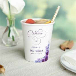 Elegante Lila Blume Kinderdusche Pappbecher