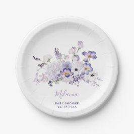 Elegante lila Blume Kinderdusche Pappteller