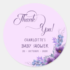 Elegante Lila Blume Kinderdusche Runder Aufkleber