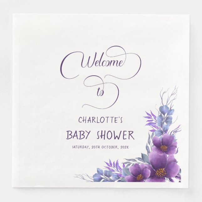 Elegante Lila Blume Kinderdusche Serviette (Vorderseite)