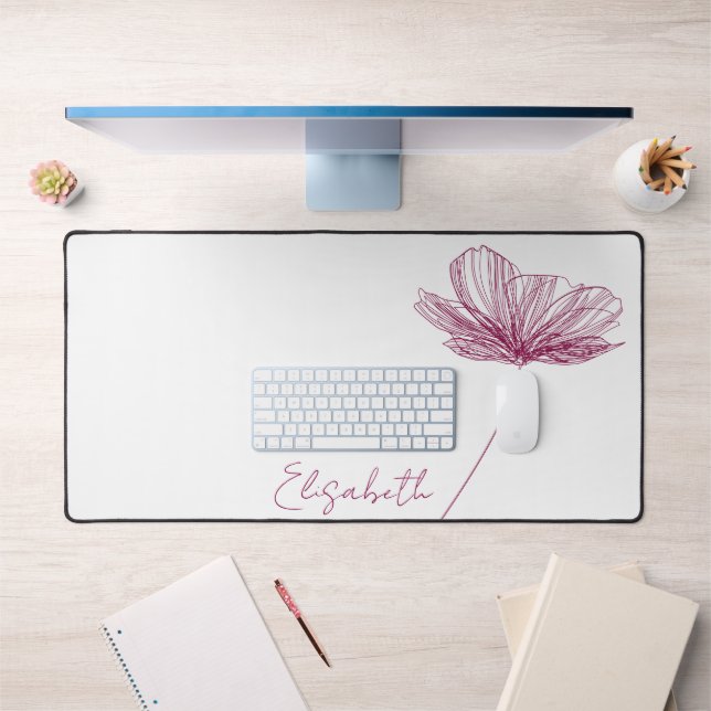 Elegante Lila Blume Niedlich Boho Girly White Cust Schreibtischunterlage (Büro 1)