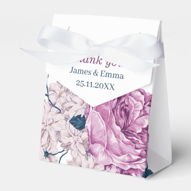 Elegante Lila Blume Personalisiert Hochzeit Geschenkschachtel (Vorderseite)