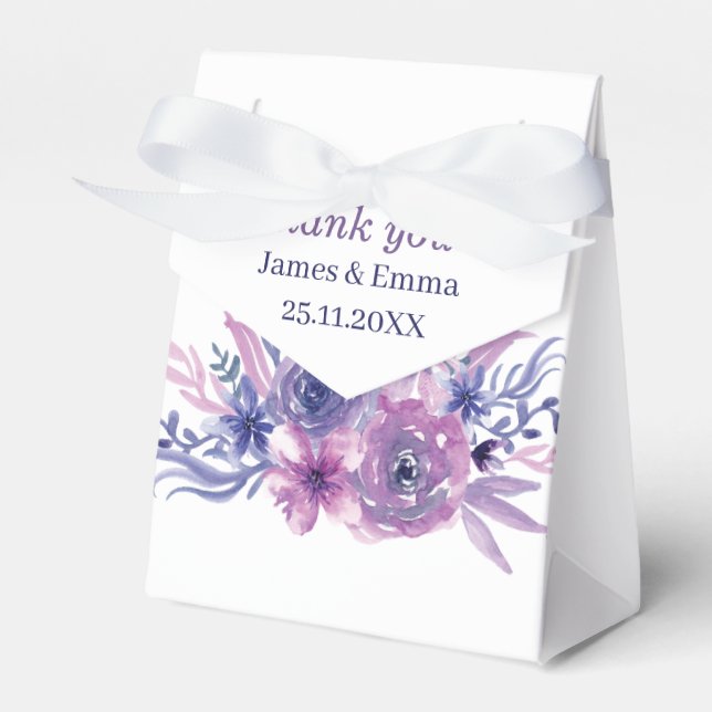 Elegante Lila Blume Personalisiert Hochzeit Geschenkschachtel (Vorderseite)