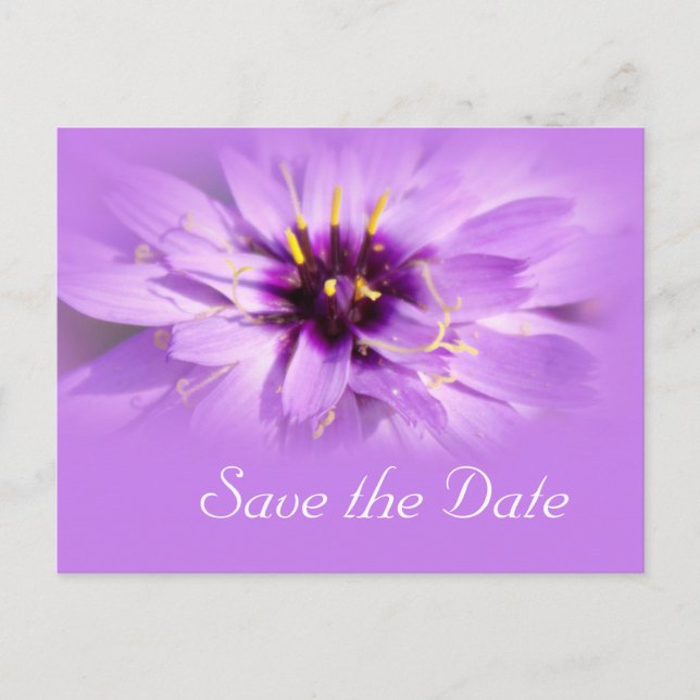Elegante lila Blume Save the Date Postkarte (Vorderseite)