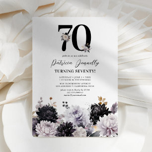 Elegante lila Blumen-Einladung zum 70. Geburtstag Einladung