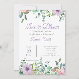 Elegante lila Blumen-Hochzeitseinladung zur Babypa Einladung