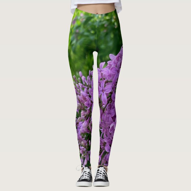Elegante lila Blumen lila Lila Leggings (Vorderseite)
