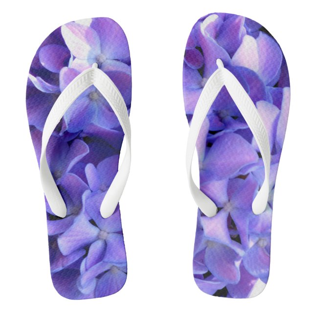 Elegante, lila Blumen und Auberginen Flip Flops (Fußbett)