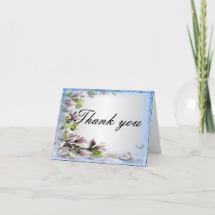 Elegante Lila Blumen und Schmetterling Dankeschön Dankeskarte
