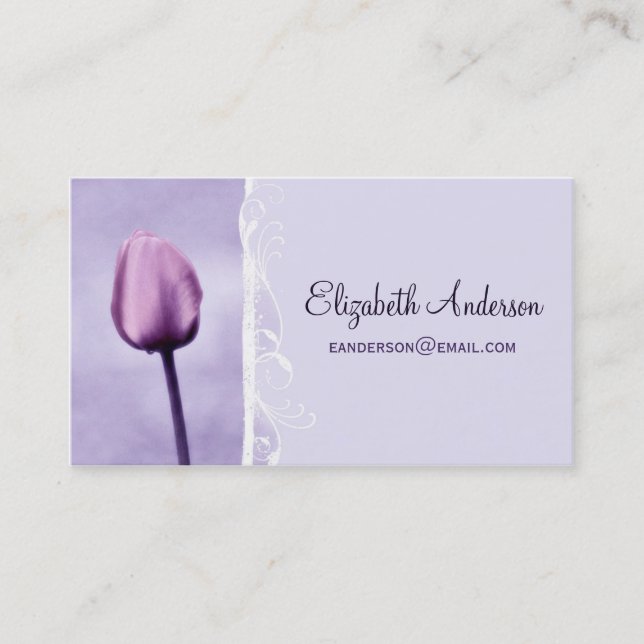Elegante lila Blumenchic-Lavendel-Tulpe Visitenkarte (Vorderseite)